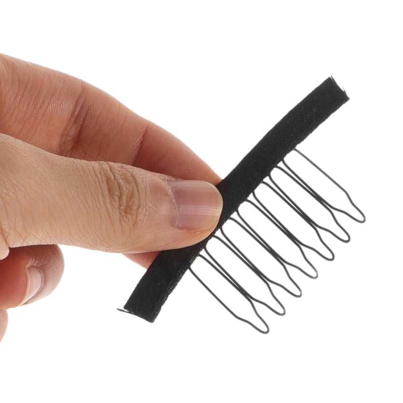50pcs Black Wig Clips with Steel Teeth for Secure Grip Hairpiece Caps Making - Image 2